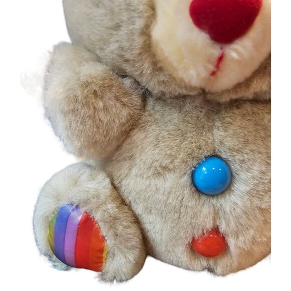 FTDA Teddy Bear Vtg 1986 Tan Rainbow Pride Ears Feet Stuffed Animal Plush Toy - Picture 3 of 14